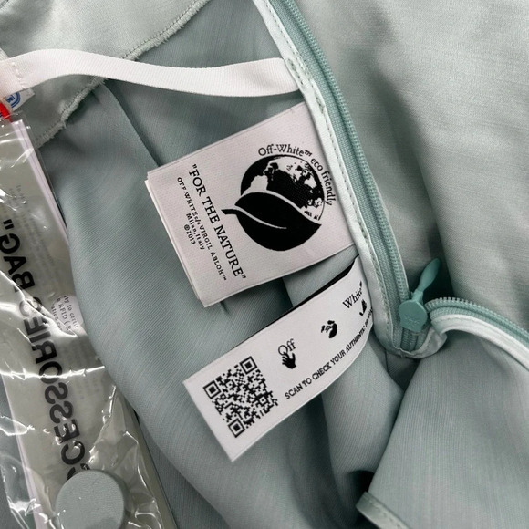 NWT OFF-WHITE Satin Flared Skirt Light Blue  IT 38 (XS) Stain - Picture 9 of 16